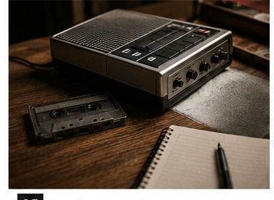 Musicassetta vintage accanto a laptop moderno che mostra una DAW